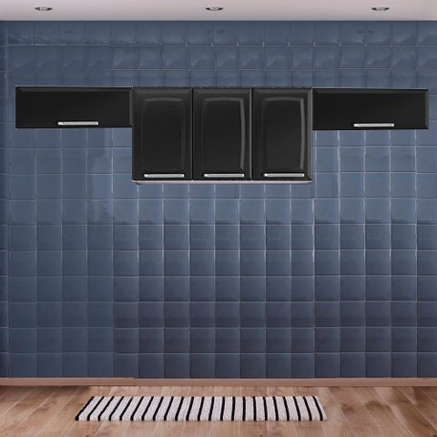 Cozinha Itatiaia Luce com Armário Aéreo 5 Portas Preto