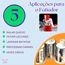 Cortador Ralador Fatiador Multiuso 3 em 1 Picador Triturador Alimentos Verduras Legumes Queijo Graos - 4