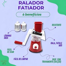 Cortador Ralador Fatiador Multiuso 3 em 1 Picador Triturador Alimentos Verduras Legumes Queijo Graos - 3