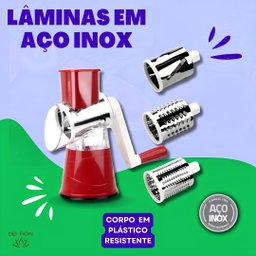 Cortador Ralador Fatiador Multiuso 3 em 1 Picador Triturador Alimentos Verduras Legumes Queijo Graos - 9