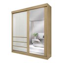 Ver imagem 1 de Guarda-roupa Casal Bagda 100% MDF 3 Portas 3 Gavetas com Espelho