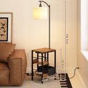 Ver imagem 2 de Luminária de Chão com Mesa Lateral, Usb e Tomada, Estilo Industrial