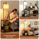 Ver imagem 5 de Luminária de Chão com Mesa Lateral, Usb e Tomada, Estilo Industrial