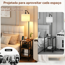 Ver imagem 3 de Luminária de Chão com Mesa Lateral, Usb e Tomada, Estilo Industrial