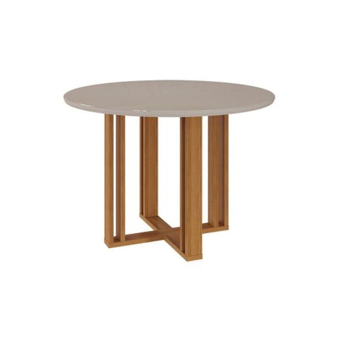 Mesa Multiuso Cozinha Flora C/ Tampo Madeirado C/ Vidro 109x109cm Cinamomo/off White - Cimol