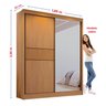 Guarda Roupa Casal 2 Portas 3 Gavetas com Espelho 100% Mdf Grécia Ripado - 7