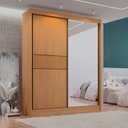 Ver imagem 4 de Guarda Roupa Casal 2 Portas 3 Gavetas com Espelho 100% Mdf Grécia Ripado