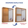 Guarda Roupa Casal 2 Portas 3 Gavetas com Espelho 100% Mdf Grécia Ripado - 3