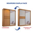 Ver imagem 3 de Guarda Roupa Casal 2 Portas 3 Gavetas com Espelho 100% MDF Grécia Ripado Marrom/Cinammo/Off White