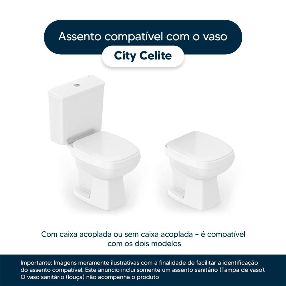 Assento Sanitário Laqueado Soft Close City Pergamon (Bege Claro) para vaso Celite - 4