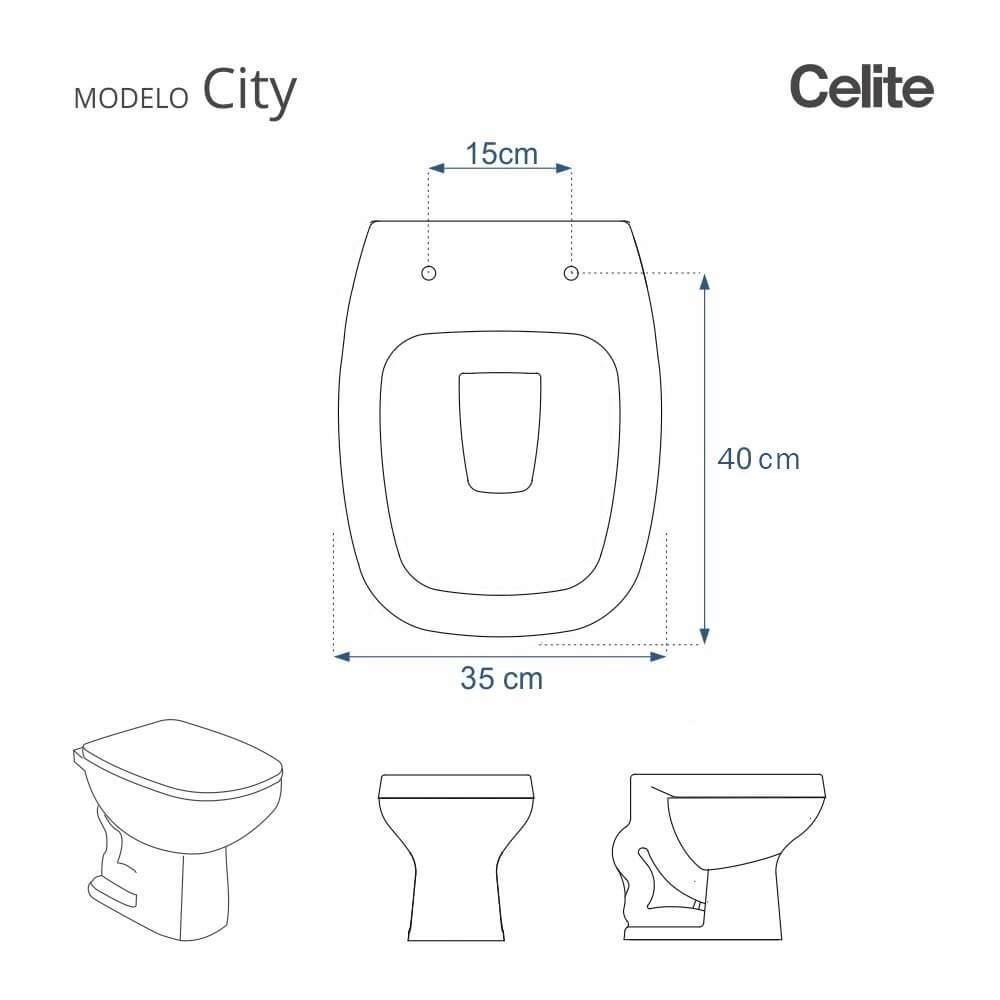 Assento Sanitário Laqueado Soft Close City Pergamon (Bege Claro) para vaso Celite - 3