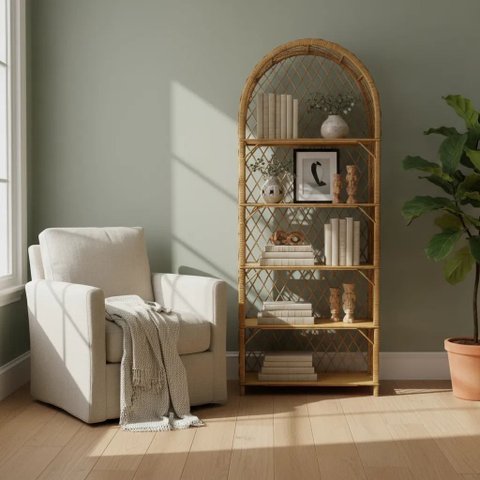 Estante Modelo Capela em Vime 180x70x30 - Verniz