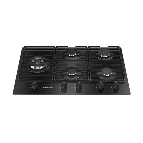 Fogão Cooktop 5 Bocas Tripla Chama Mcg5bm Grade Dupla Mesa de Vidro Mueller Preto