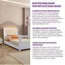 Ver mais imagens de Cama Infantil Montessoriana Reversível LED Rattan e Grade de Proteção Wave Casatema MadeiraOriginals Branco/Marrom