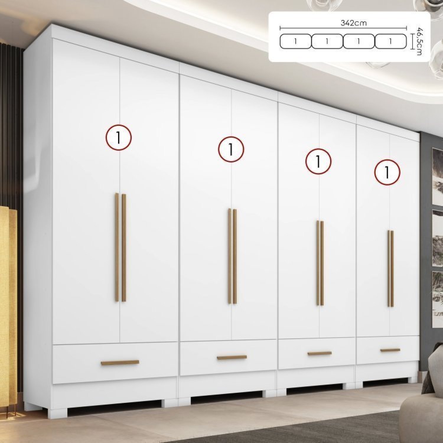 Quarto Modulado 4 Peças 8 Portas 4 Gavetas Smart Plus - 2