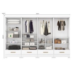 Quarto Modulado 4 Peças 8 Portas 4 Gavetas Smart Plus - 6