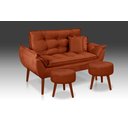 Ver imagem 1 de Kit 01 Namoradeira Opala +02 Puff Redondo + 02 Almofadas Suede Terracota- Modena Decor