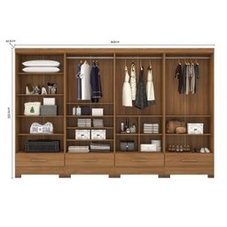 Guarda Roupa 4 Peças 8 Portas 4 Gavetas Smart Plus - 6