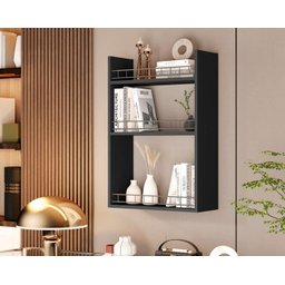 Prateleira Multiuso Suspensa Vera Cor Preto - Comprar Moveis em Casa - 7