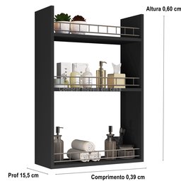 Prateleira Multiuso Suspensa Vera Cor Preto - Comprar Moveis em Casa - 2