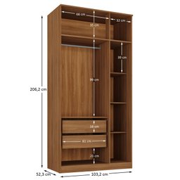 Guarda-roupa Solteiro Jade 3 Portas 2 Gavetas Yescasa - 4