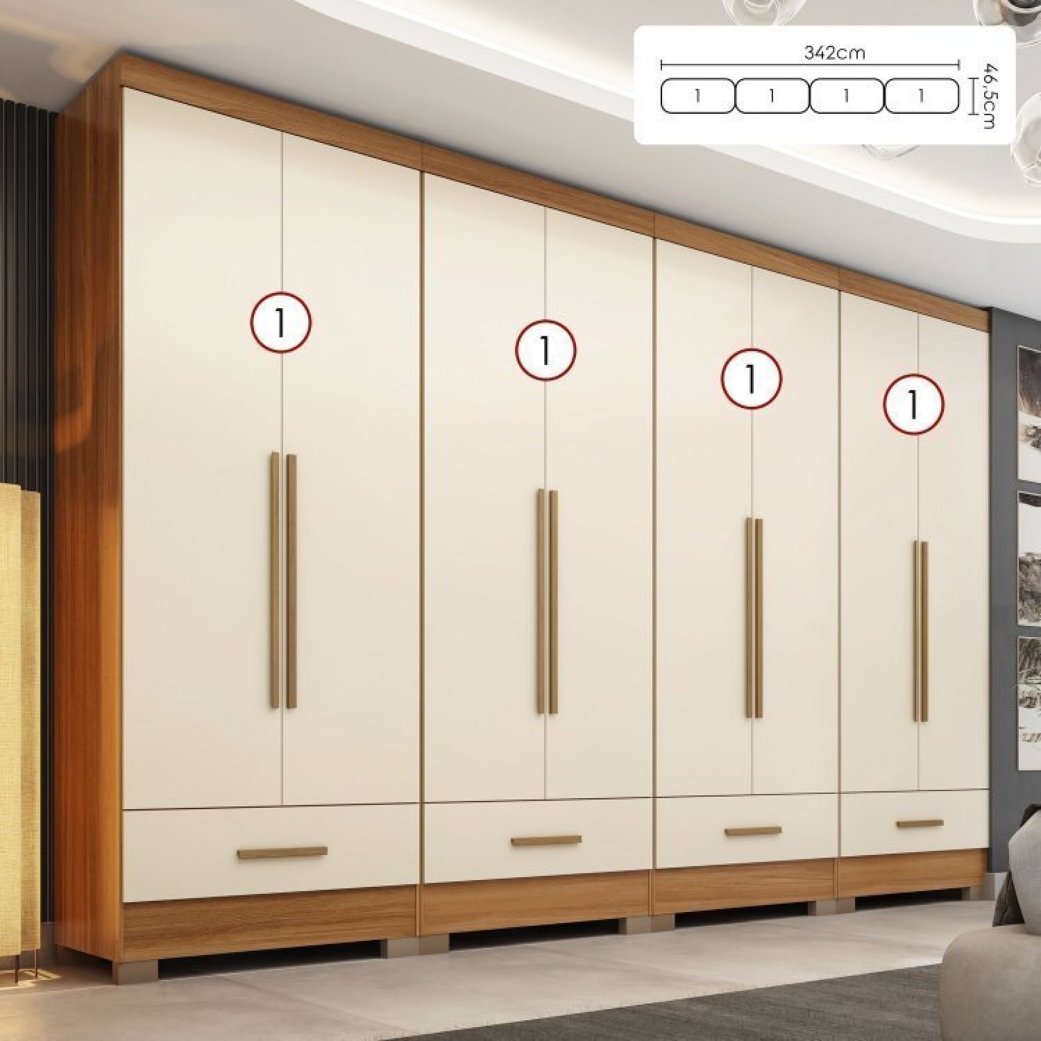 Quarto Modulado 4 Peças 8 Portas 4 Gavetas Smart Plus - 2