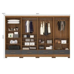 Quarto Modulado 4 Peças 8 Portas 4 Gavetas Smart Plus - 6