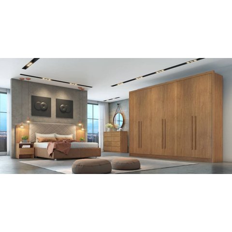 Guarda Roupa Casal 100% Mdf 6 Portas 8 Gavetas - Livorno-cumaru - Móveis Novo Horizonte
