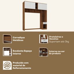 Guarda-roupa Casal Jaspe Ponte 4 Portas 1 Gaveta Yescasa - 5