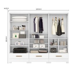Quarto Modulado 3 Peças 6 Portas 3 Gavetas Smart Plus - 6
