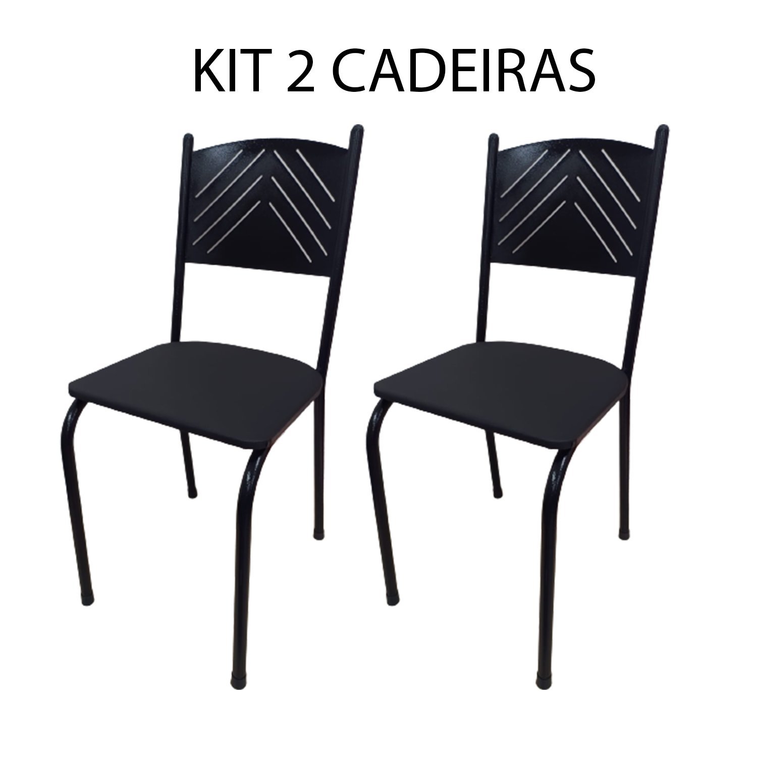 Kit 2 Cadeiras Preta para Cozinha Jantar Metal Tubular Almofadada Medcombo - 2