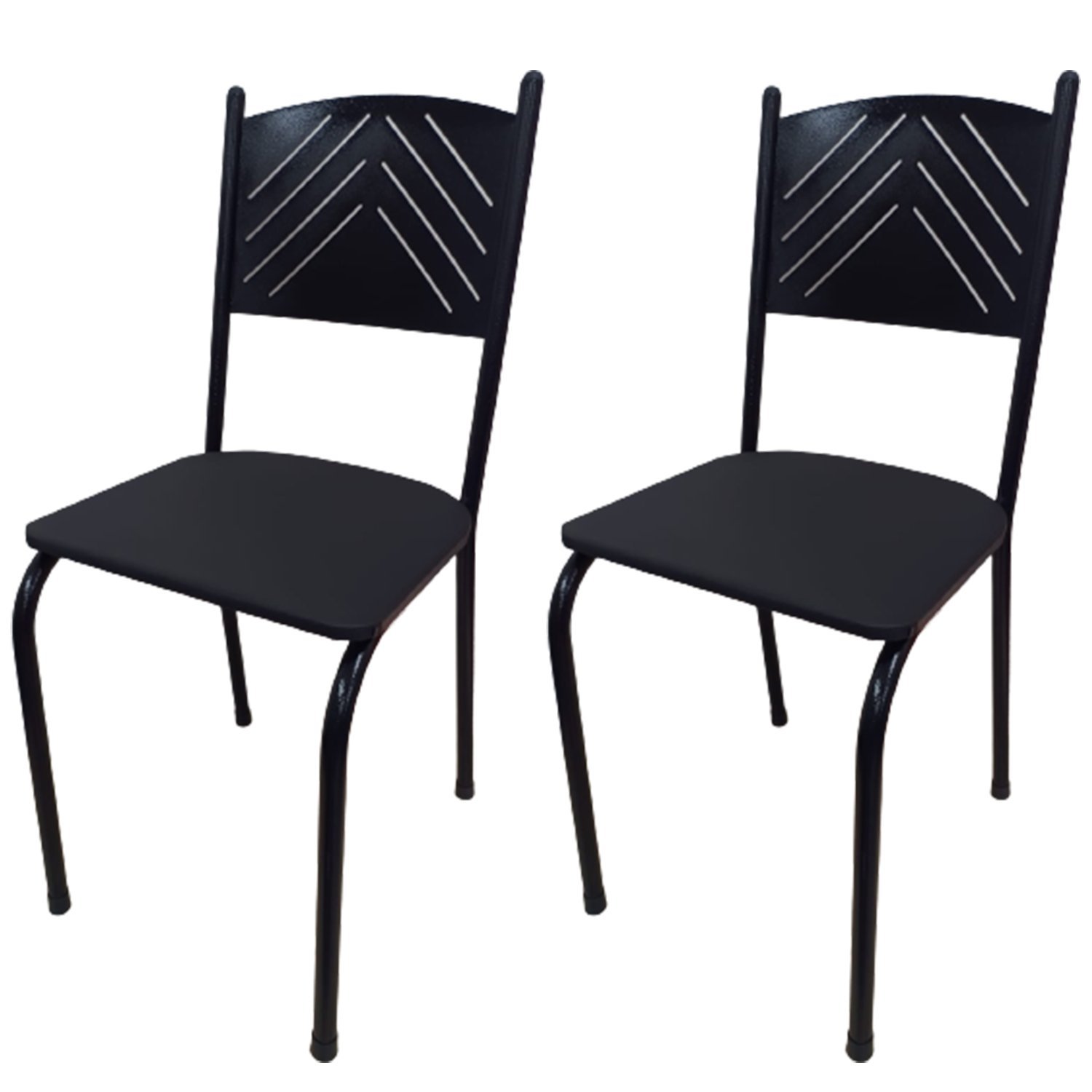 Kit 2 Cadeiras Preta para Cozinha Jantar Metal Tubular Almofadada Medcombo