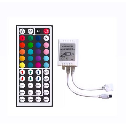 Controle Fita Led Rgb 44 Teclas 20 Cores Diy 12-24v Ir + Receptor
