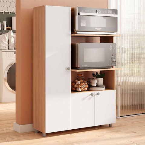 Armário Multiuso com Nichos Forno 3 Portas 96cm Ambar Telasul