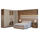 Ver imagem 2 de Quarto Completo de Canto Casal 610 cm com Mesa de Cabeceira Rustic/Crema Neo Madesa