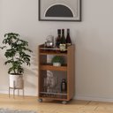 Ver imagem 4 de Conjunto Sala de Estar Painel para TV até 75 pol Atenas com Mesa de Centro Onda e Carrinho Bar Brito Marrom 100% MDF