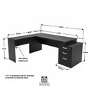 Ver imagem 4 de Escrivaninha Mesa Escritório em L Diretor 3 Gavetas 190cm Preto