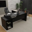 Ver imagem 6 de Escrivaninha Mesa Escritório em L Diretor 3 Gavetas 190cm Preto