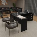 Ver imagem 5 de Escrivaninha Mesa Escritório em L Diretor 3 Gavetas 190cm Preto