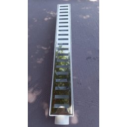 Ralo Linear 6x50 modelo Grelha Inox Polida Desenho Reto Coletor Branco - Ficone Reis - 4