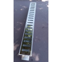 Ralo Linear 6x50 modelo Grelha Inox Polida Desenho Reto Coletor Branco - Ficone Reis - 6