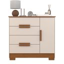Ver imagem 1 de Cômoda para Quarto Bréscia Sapateira Multiuso com 4 Gavetas e 1 Porta Cor Off Canela