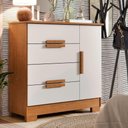 Ver imagem 4 de Cômoda para Quarto Bréscia Sapateira Multiuso com 4 Gavetas e 1 Porta Cor Off Canela