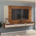 Ver imagem 2 de Conjunto Sala de Estar Painel para TV até 75 pol com Mesa de Centro Dunas e Aparador com Espelho Marrom