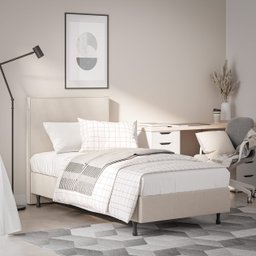 Conjunto Cama Solteiro One e Cabeceira Veludo Pés Madeira - 4