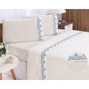 Ver imagem 1 de Jogo de Lençol Queen em Promoção Atena Palha com Azul 4pçs