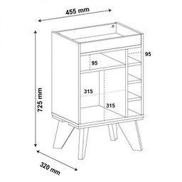 Conjunto Sala de Estar Rack para Tv até 60 Pol com Mesa de Centro Retangular e Bar com Espelho Drink - 7