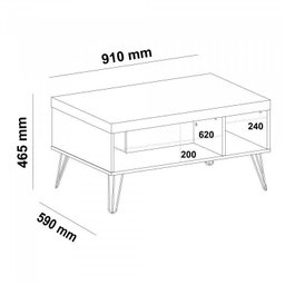 Conjunto Sala de Estar Rack para Tv até 60 Pol com Mesa de Centro Retangular e Bar com Espelho Drink - 6