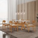Ver imagem 1 de Conjunto de Mesa Jantar Bellini Tampo 180cm Laqueado Canto Moeda 6 Cadeiras Off White Milano/Imbuia Natural/Cinamomo Imbuia/Laqueado Bege Marrom