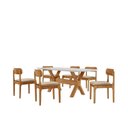Ver imagem 2 de Conjunto de Mesa Jantar Bellini Tampo 180cm Laqueado Canto Moeda 6 Cadeiras Off White Milano/Imbuia Natural/Cinamomo Imbuia/Laqueado Bege Marrom